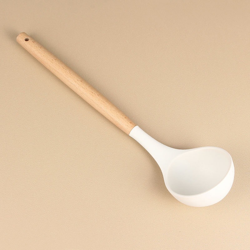 Spot silikon spatula, çorba kaşığı, yapışmaz tava, özel yüksek sıcaklığa dayanıklı ve haşlanmayı önleyen ev pişirme kevgir mutfak eşyaları seti beyaz - 8