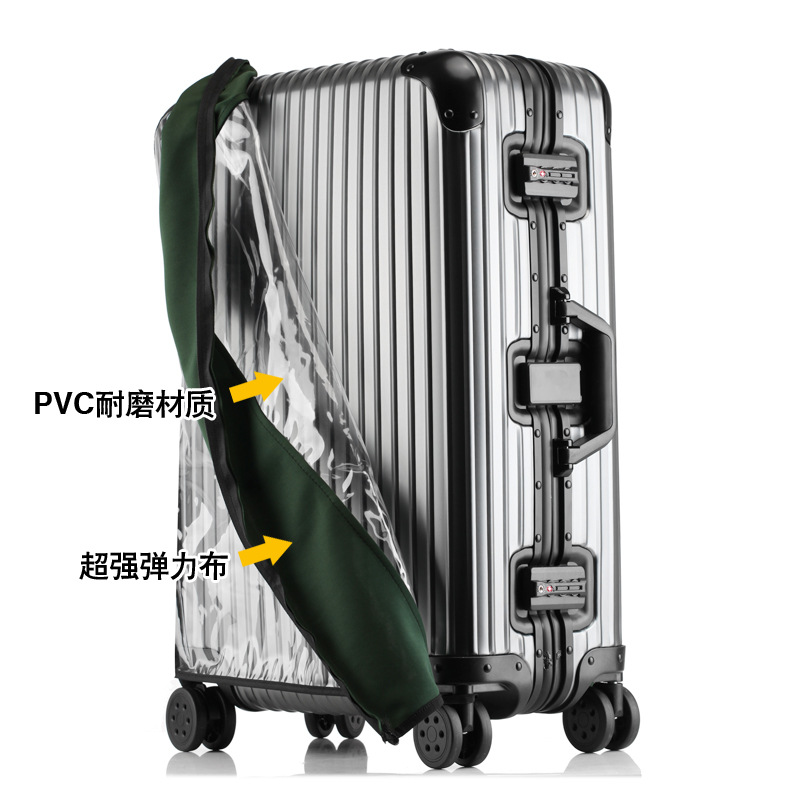 Elastic luggage dust cover PVC transparent travel trolley suitcase protective cover without need to remove suitcase case