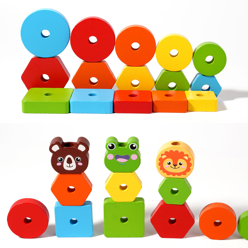 Holz-Tierform-Stapelspielzeug für Kinder mit Farberkennung