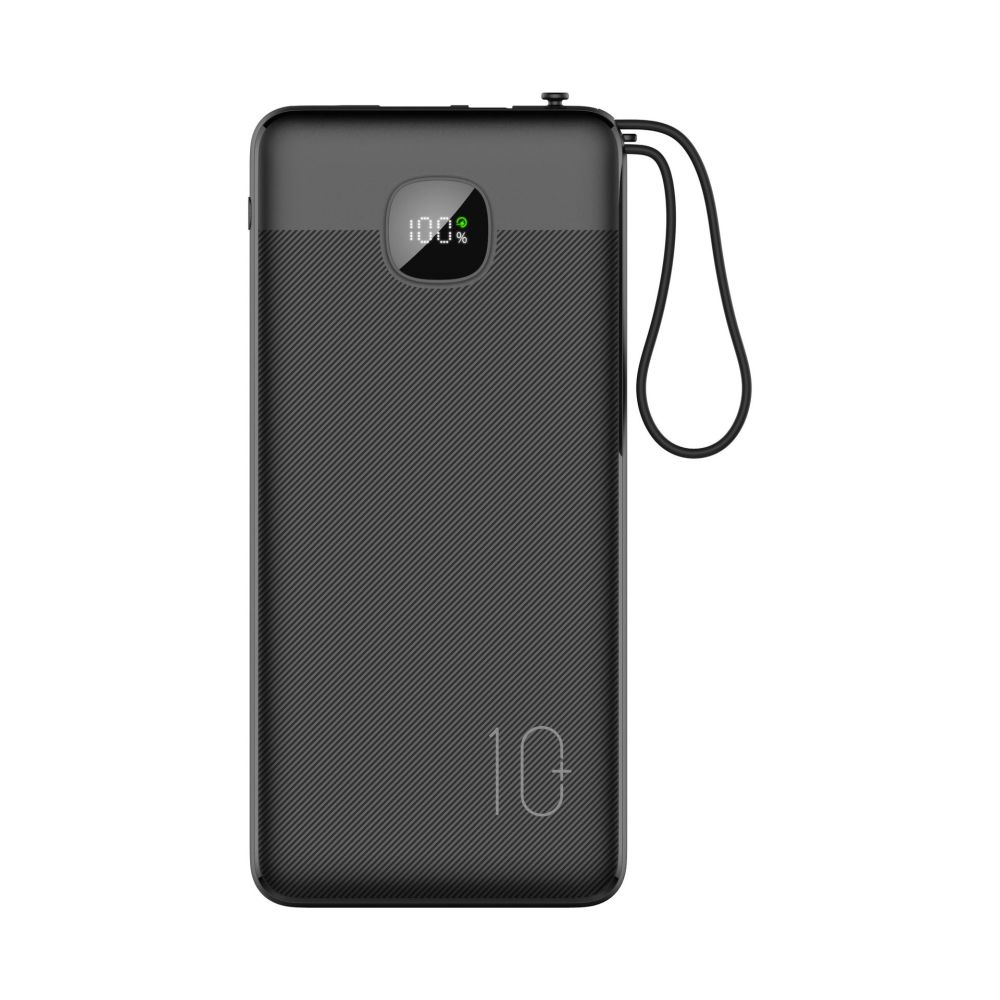 Mecha 20000 mAh Power Bank with Built-in Cable, Fast Charging, Transparent