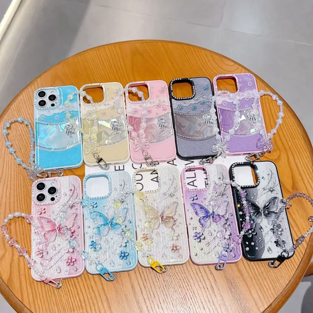 iPhone 16 Pro Max phone case, soft, transparent, diamond pattern