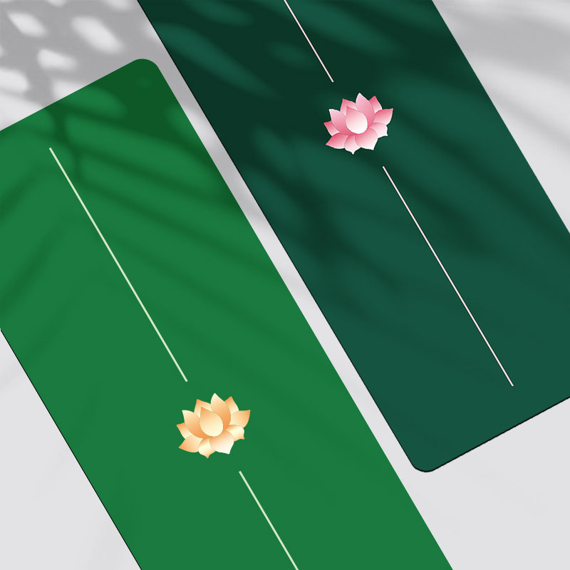 Lotus Pattern Printed Yoga Mat PU Natural Rubber Non-Slip Non-Fading