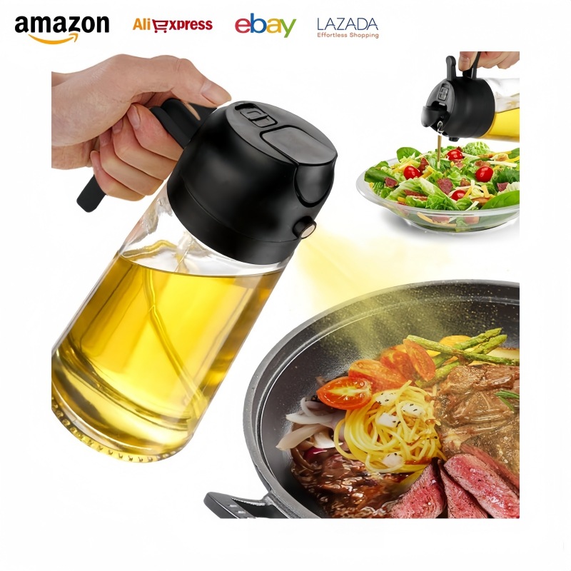 Çift kullanımlı sprey ve dökme özellikli yağ kabı, mutfakta airfryer için entegre yağ spreyi ve dökme özelliği, atomize pişirme yağı. - 1