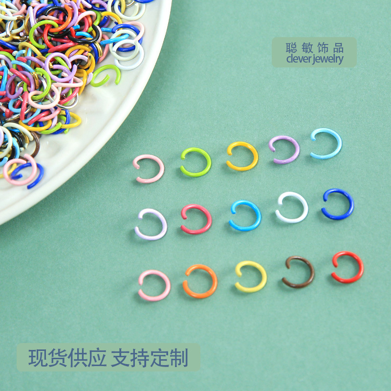 Bunte Zinklegierungs-Biegeringe 10mm und 8mm offen für DIY-Schmuck