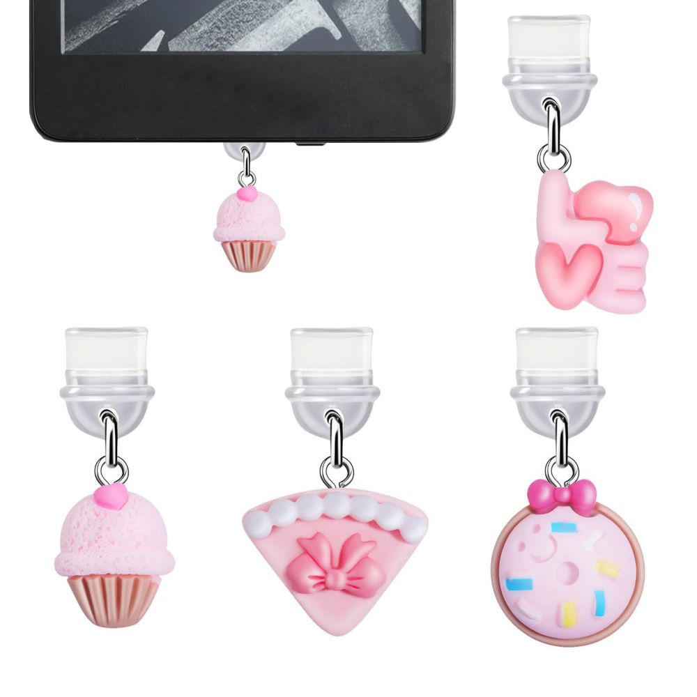 Pink Pendant Type-C Metal Dust Cap - Phone Charging Port Protector, Dust-proof, Waterproof, and Anti-oxidation