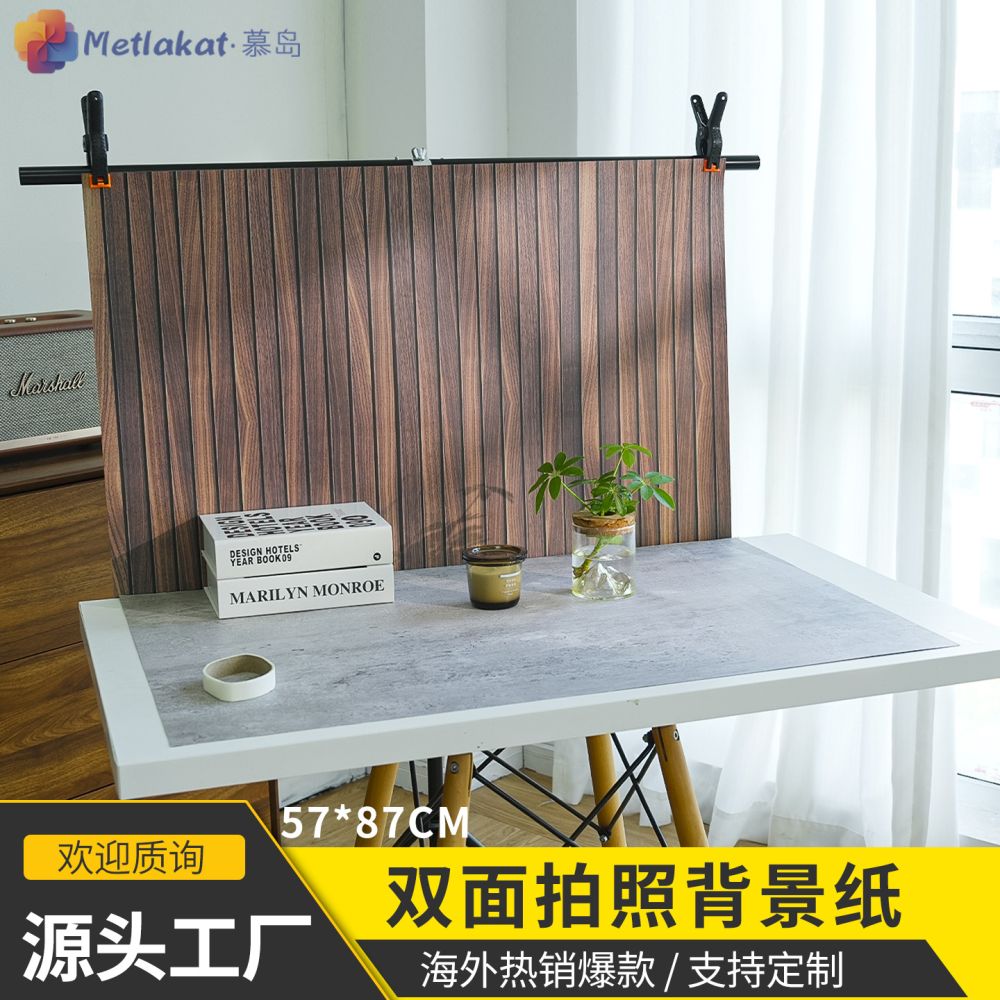 57*87cm Double-Sided Photography Background Paper Cement Wood Grain Wall Large Size Black White Marble Floor Tile Vintage