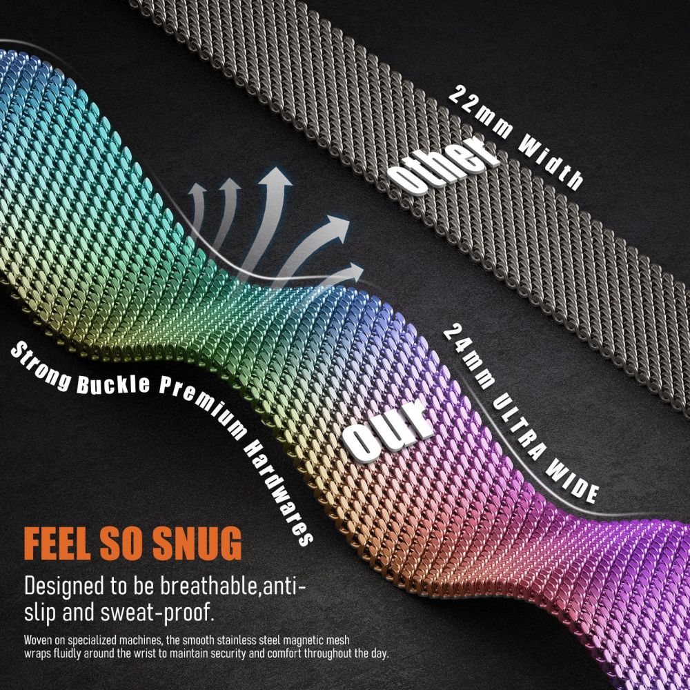 Magnetic Milanese Loop Band for Apple Watch 7/8/9/SE and S11/12