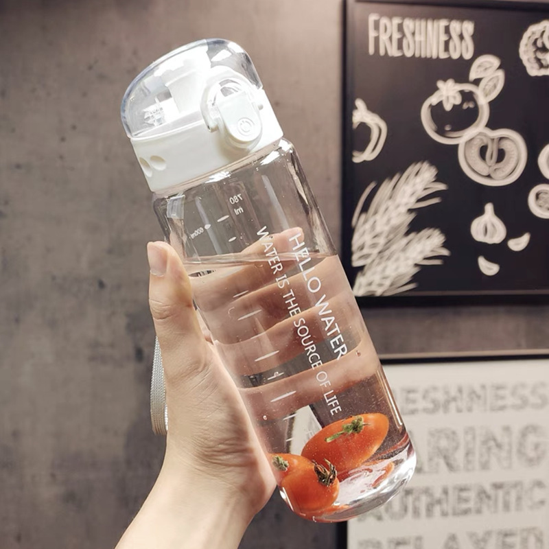 Outdoor sports portable water cup, direct drinking, flip-top lid, plastic cup, high-visibility graduated cup, large capacity cup - 7