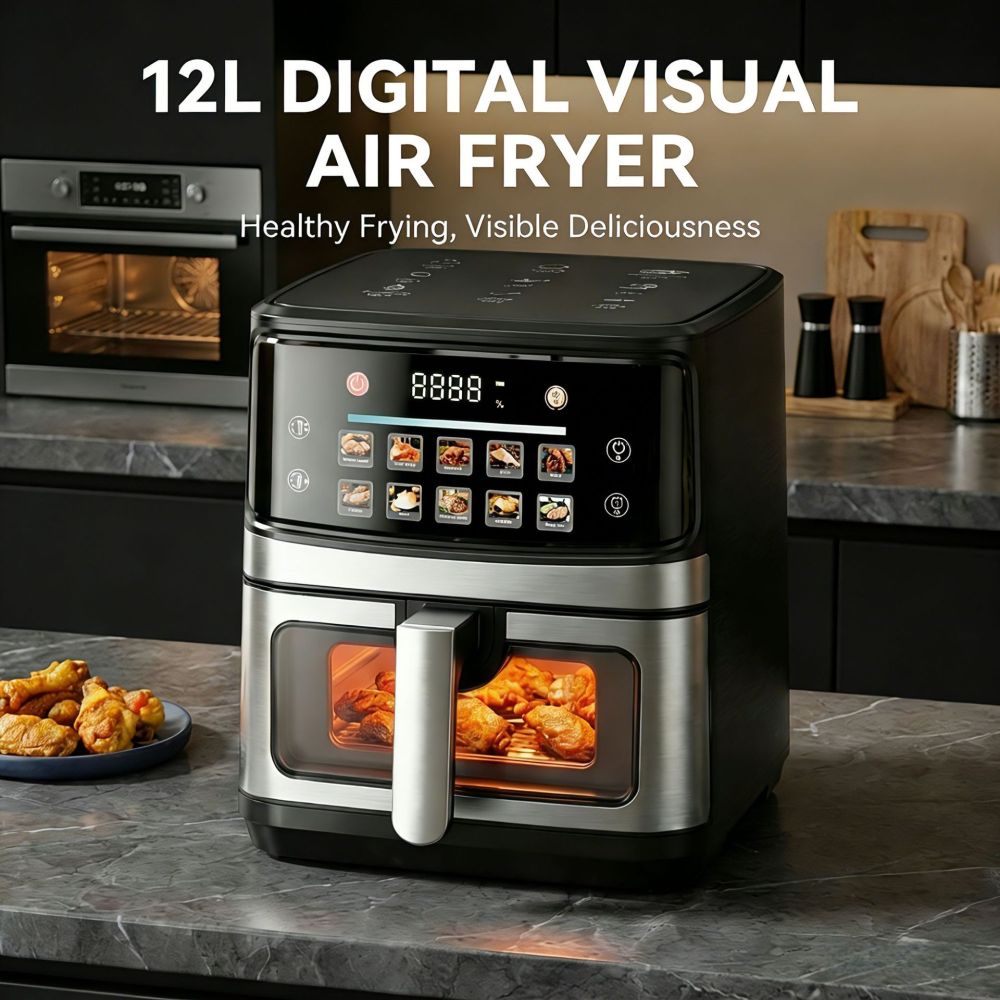 Sınır Ötesi Özel Ürün airfryer 12L Görüntülü Hava Fritöz Büyük Kapasiteli Paslanmaz Çelik Çok Fonksiyonlu ABD Standardı 110V
