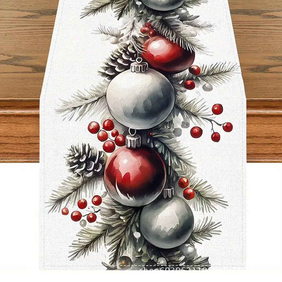 Amazon Cross-Border New Christmas Table Runner Factory Direct Winter Snowman Santa Claus Printed Table Mat