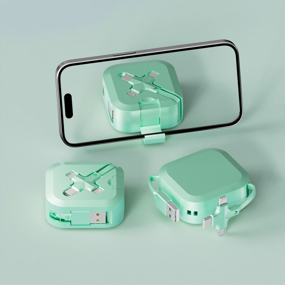 Retractable 3-in-1 fast charging cable with stand