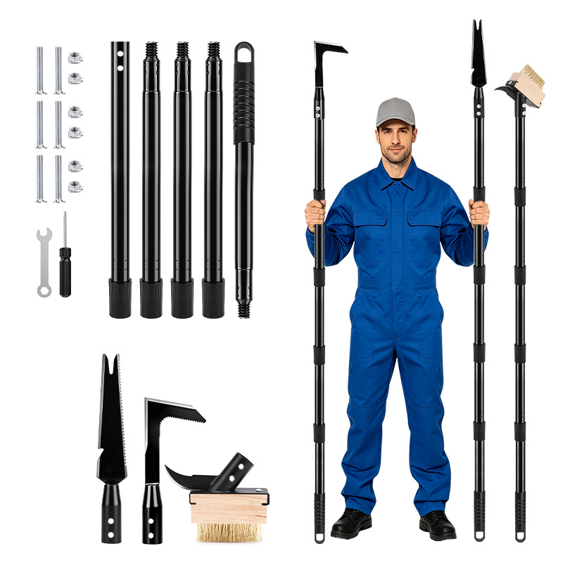 Unkrautbürsten-Set mit langem Stiel und Stahldraht für Garten und Boden
