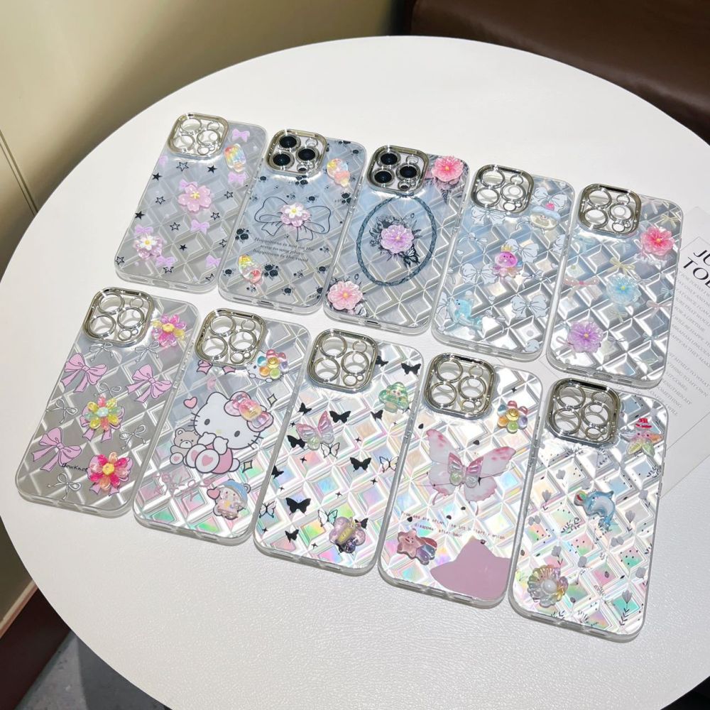 iPhone 17/16 Pro Max case, cute bow lanyard glitter