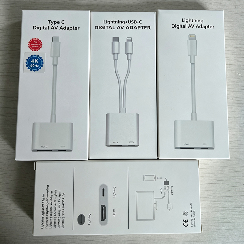 Адаптер Lightning на HDMI для зеркалирования экрана, с разъемами Apple и Type-C для Android