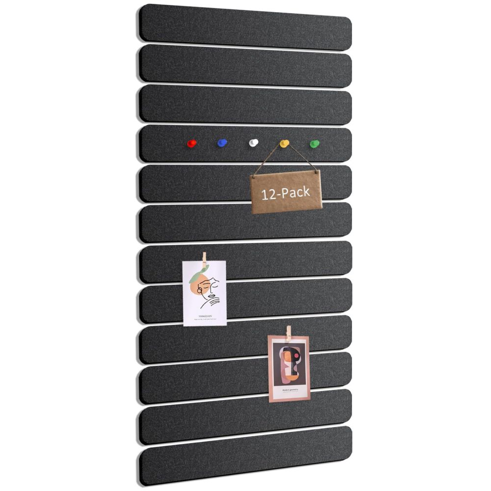 12-teiliges Filzpinnwand-Set mit Wand-Klebenotizen