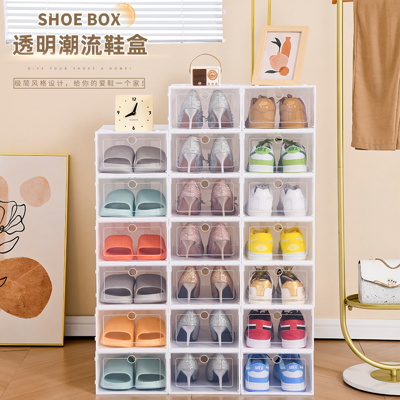 Transparente Schuhbox aus Kunststoff mit Deckel, Schuhaufbewahrung für zu Hause, staubdicht und feuchtigkeitsresistent, Schuhregal, Großhandelsakrylbox