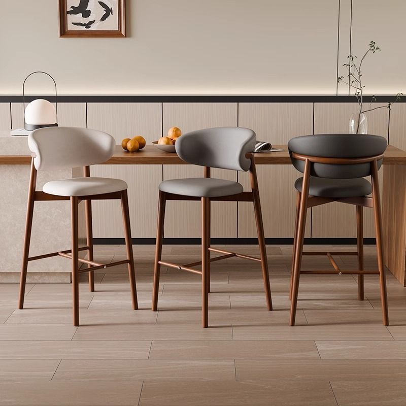 Modern Nordic Bar Stool with Backrest, High Legs Design - 1