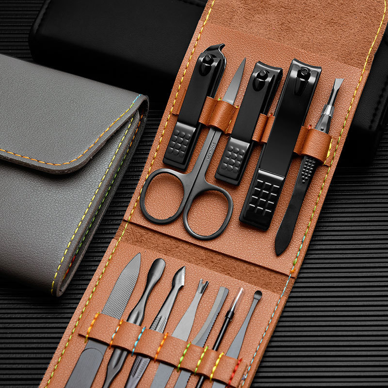 Stainless steel 12-piece manicure tool set