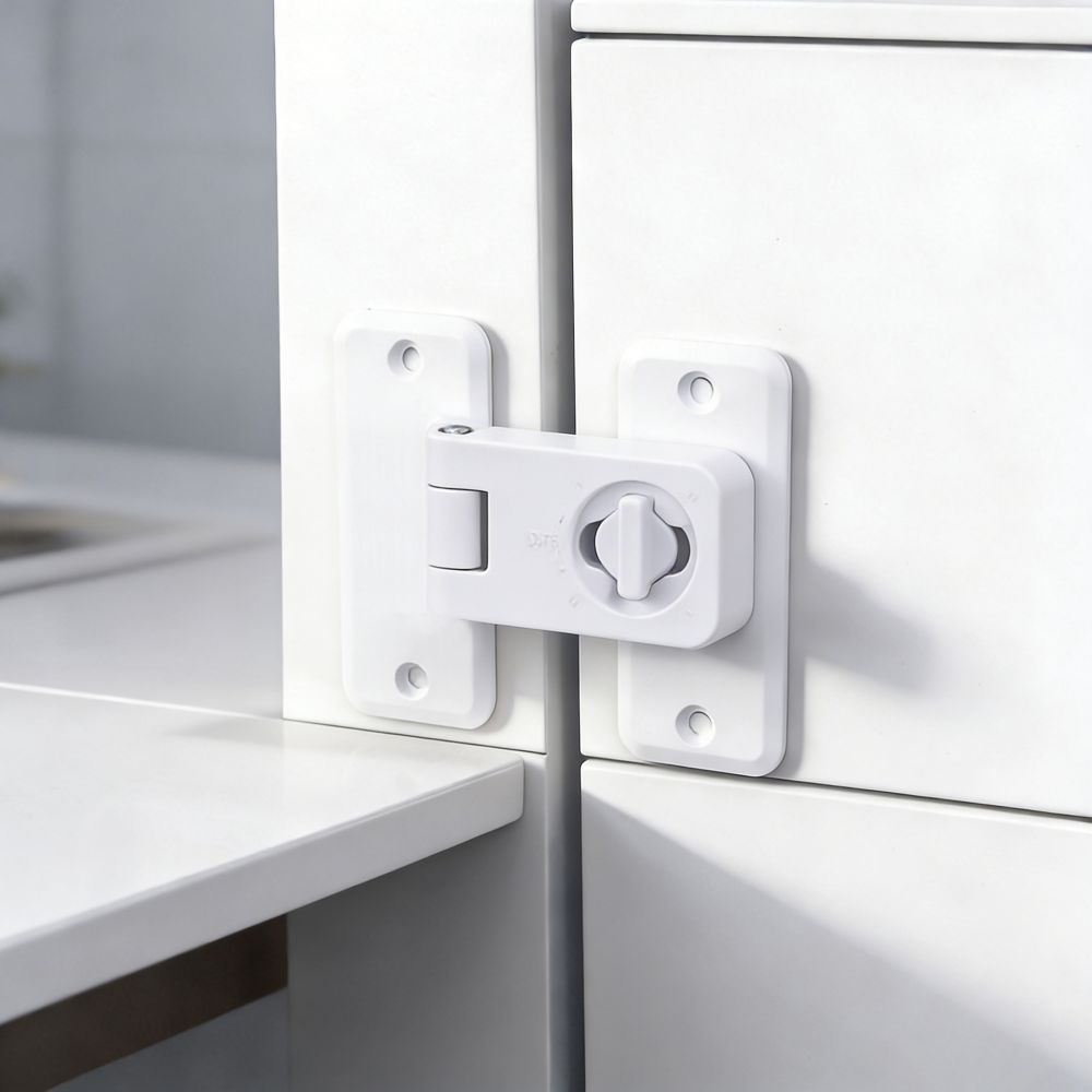 Punch-Free 90 Degree Sliding Door Lock, Barn and Bathroom Door Latch, Anti-Tip