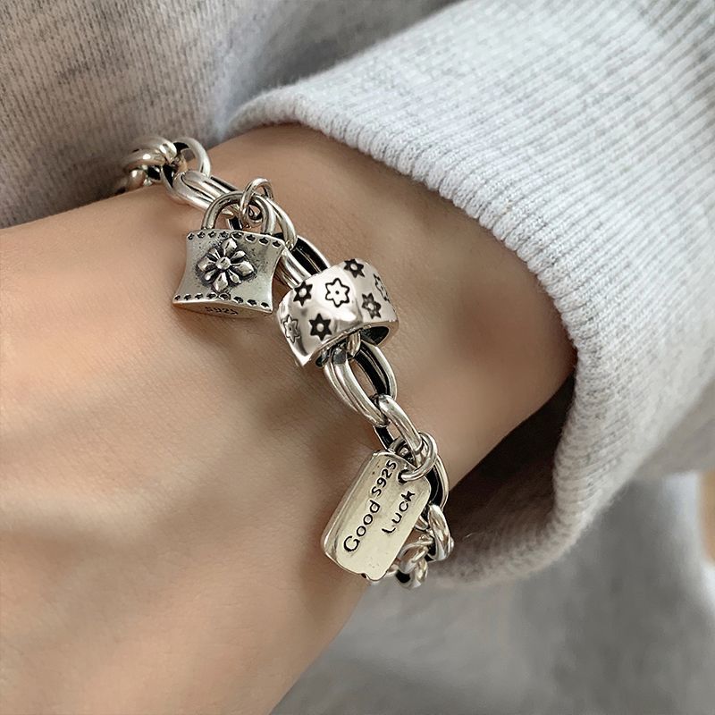 925 gümüş yıldız bilekliği, vintage stil
