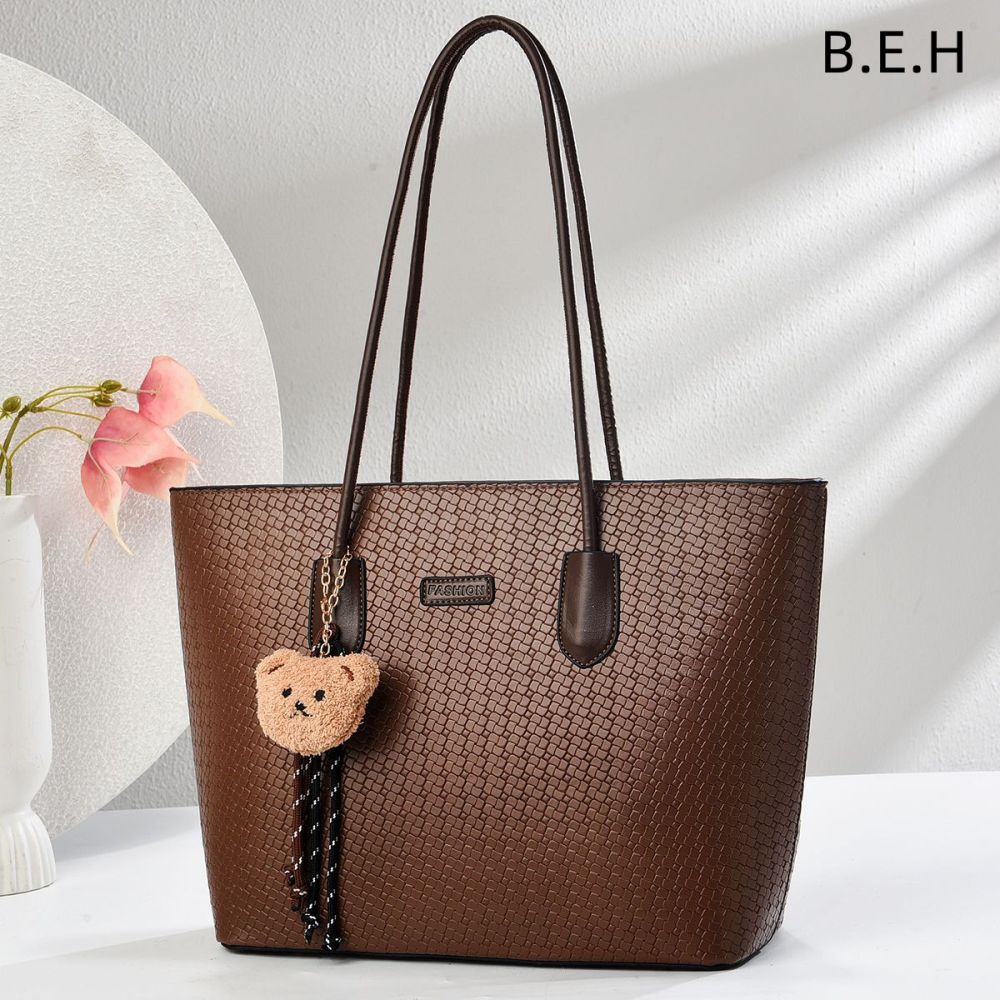 Tote Bag mit Bär-Anhänger, Damen-Umhängetasche mit einem Riemen