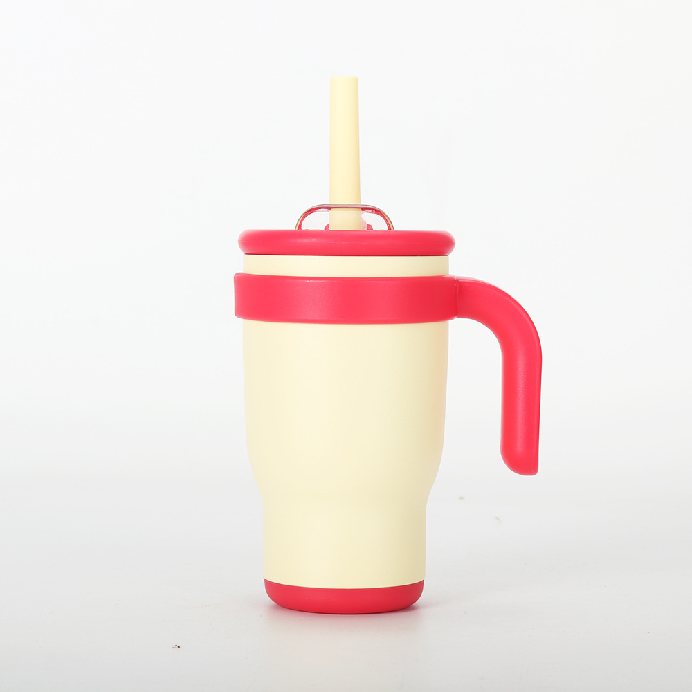 Back to school season contrast color 14oz straw car cup children student thermos cup stainless steel water cup handle car cup - 7