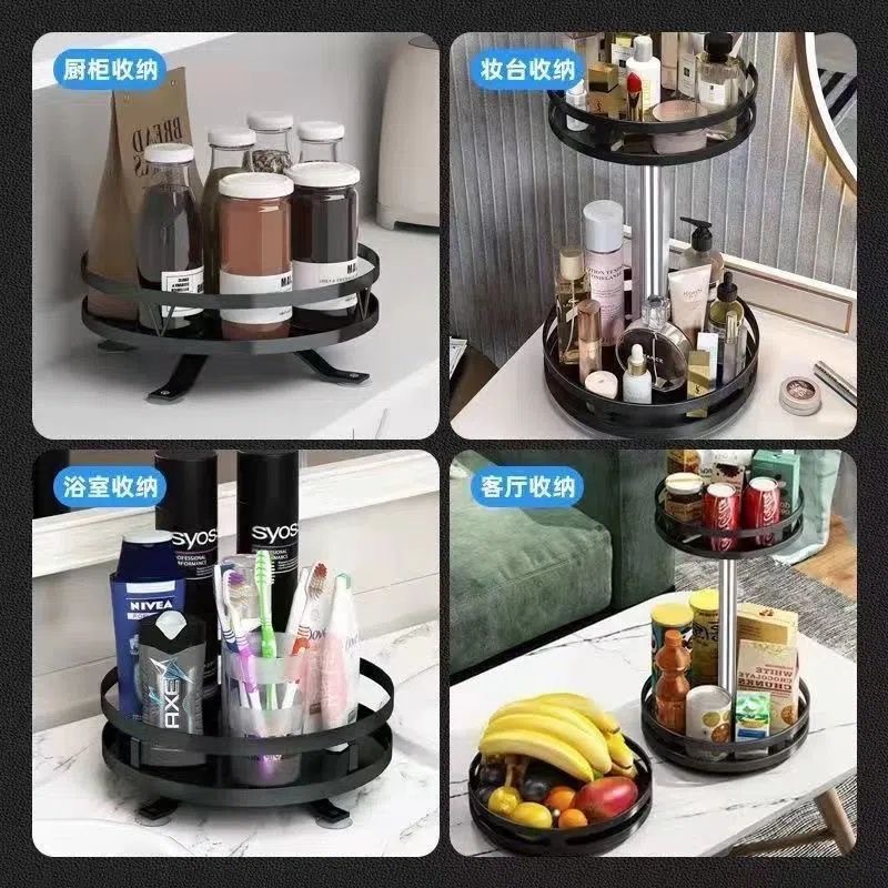 Spice storage rack kitchen countertop space-saving multi-tier square round rotating spice bottle storage rack - 4