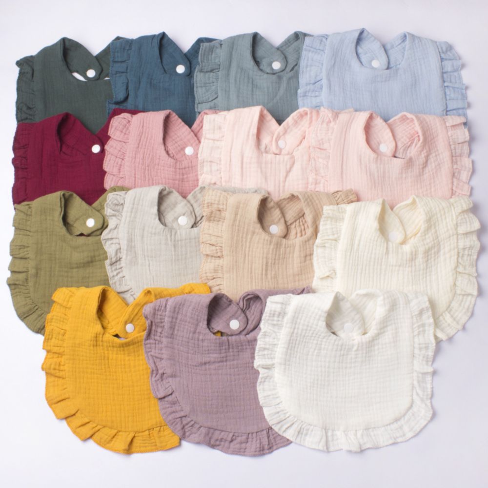 Baby Drool Bib with Ruffles and Lace, Cute Design