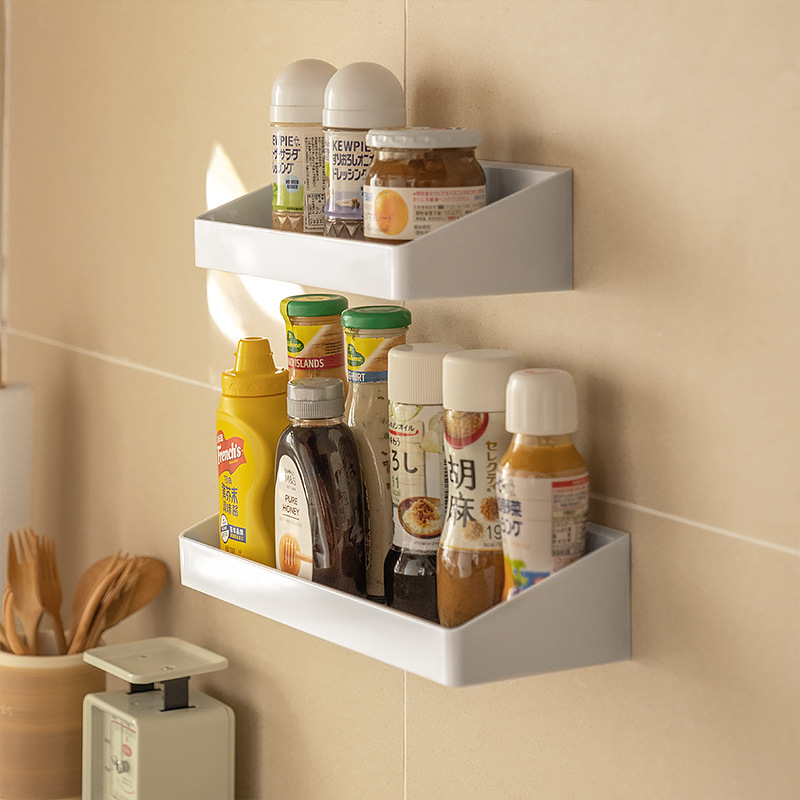 Spice rack, wall-mounted no-drill household kitchen spice shelf, spice rack for oil, salt, sauce and vinegar. - 4