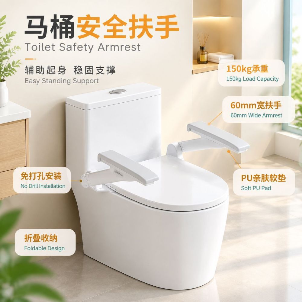 Toilet Grab Bar for Elderly, Anti-Fall Standing Assist