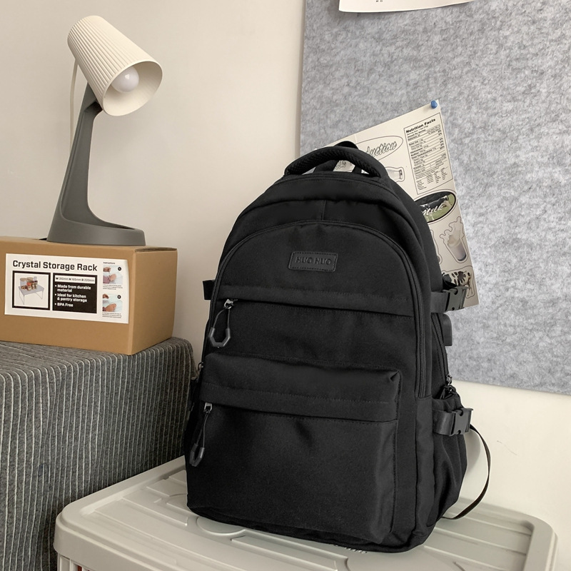 Cross-border New Arrival Best-Selling Korean-Style Large-Capacity Backpack, Solid Color Minimalist Japanese-Style Backpack, Sturdy and Durable Student Schoolbag