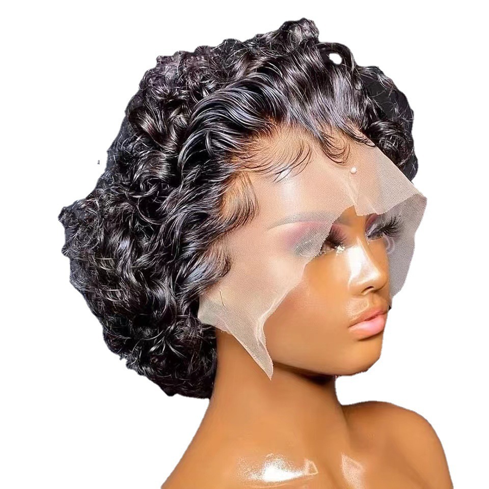 Short Curly Natural Look Front Lace Wig for Women