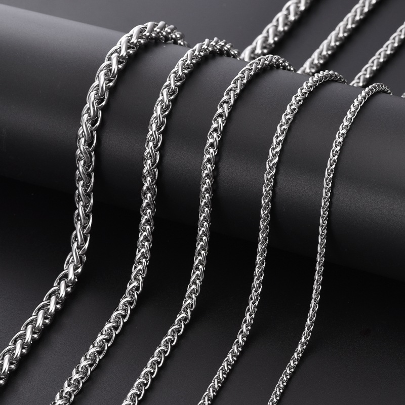 Edelstahl Halskette mit Drachenknochendesign, modisch und minimalistisch, universell kombinierbar, DIY Titan-Stahl einfache Kette, Blumenkorb-Kette, farbecht, Anhänger mit Ersatzkette