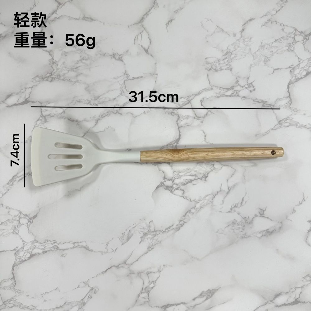 Spot silikon spatula, çorba kaşığı, yapışmaz tava, özel yüksek sıcaklığa dayanıklı ve haşlanmayı önleyen ev pişirme kevgir mutfak eşyaları seti beyaz - 10