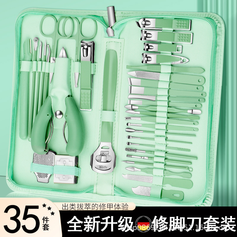 35-piece manicure set matcha green nail scissors pedicure tools