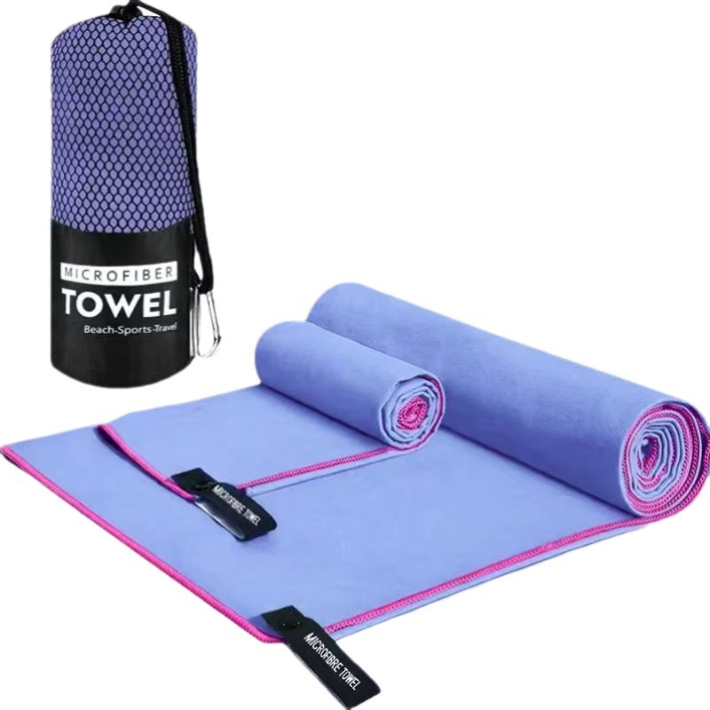 Taşınabilir Saklama Çift Taraflı Polar Üç Parçalı Set Hızlı Kuruyan Havlu Fitness Kamp Dağcılık Ultra İnce Fiber Spor Havlu Seti - 6