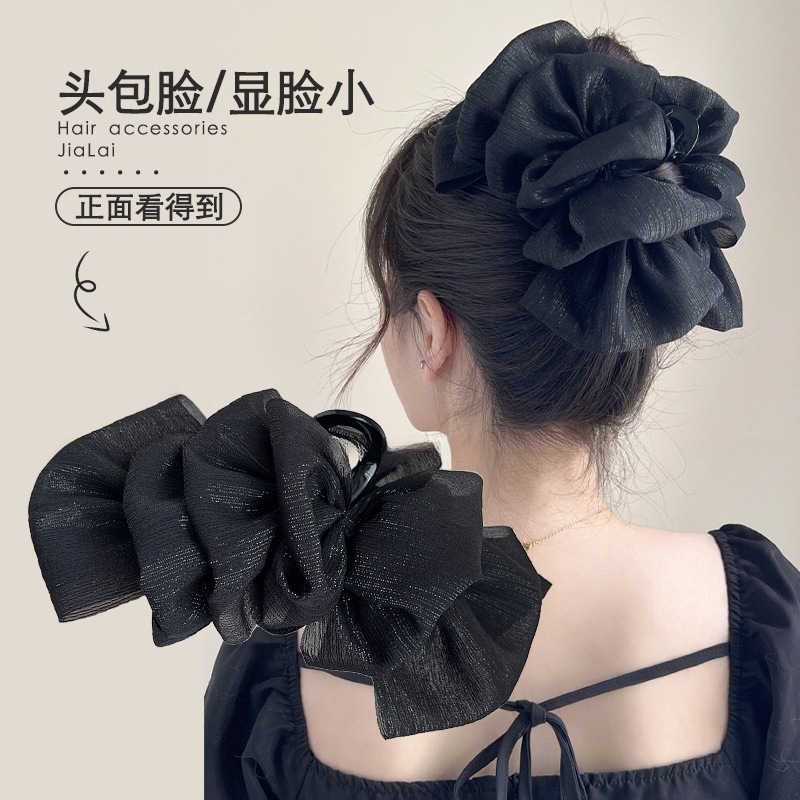Lace seersucker hair clip shark clip extra large hair clip holder woman back hair clip 2023 new style - 1