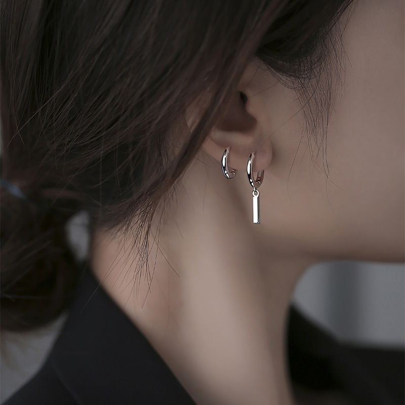 S925 Silver Rod Earrings Women Summer Simple