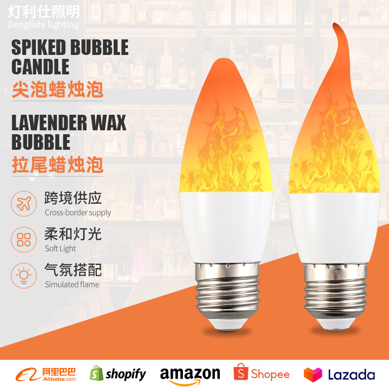 LED Candle Bulb with Realistic Flame Effect, Decorative Ambient Light