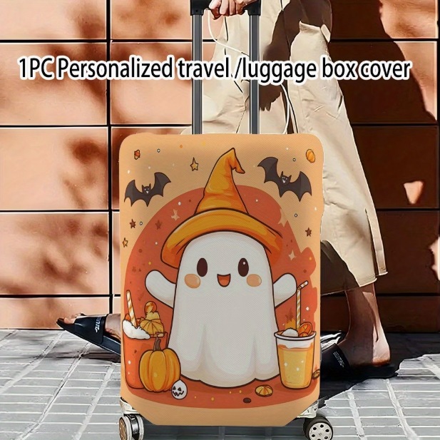 Cute Halloween Ghost Pumpkin Luggage Cover Elastic Fabric Anti-Scratch Anti-Dust Trolley Case Protector Factory Direct Supply
