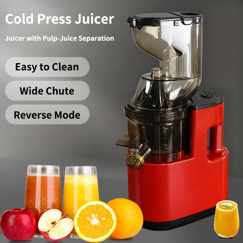 Slow Juicer Obst- und Gemüsekaltpressentsafter, langsamer Zerkleinerer-Entsafter mit breitem Schlitz-Fruchtentsafter, BPA-frei