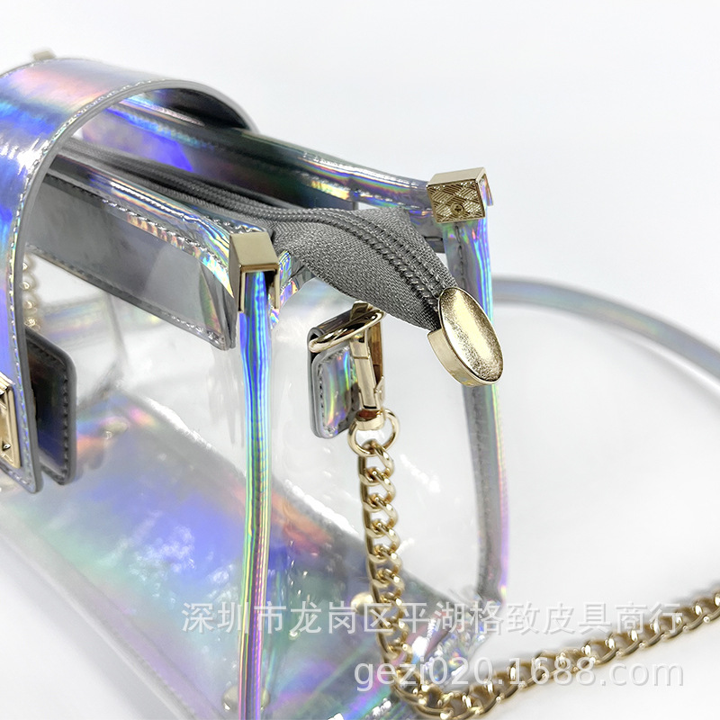 Yeni PVC şeffaf çanta kadın çantası şık moda ağrı çantası lazer omuz crossbody çanta moda zincir küçük kare çanta - 3