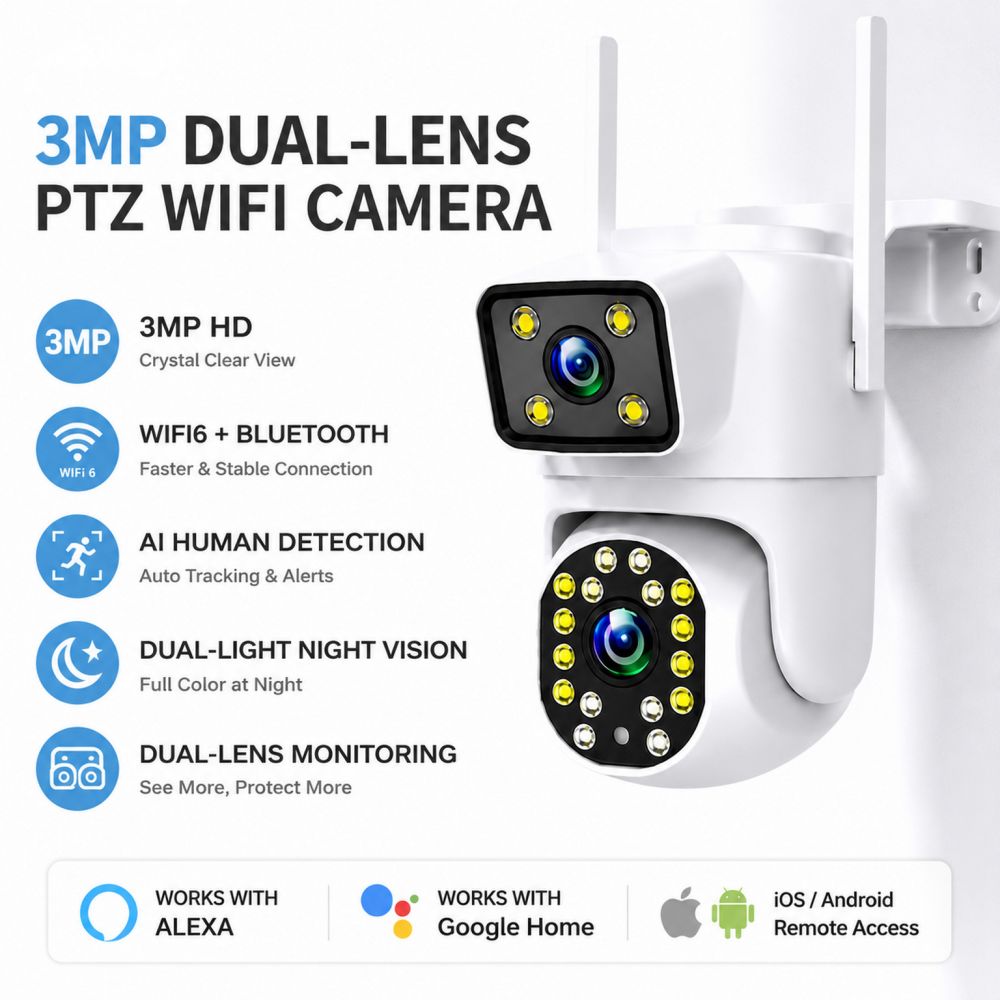 Dual-Objektiv WiFi Intelligente Kamera 3MP, Außenbereich - 1