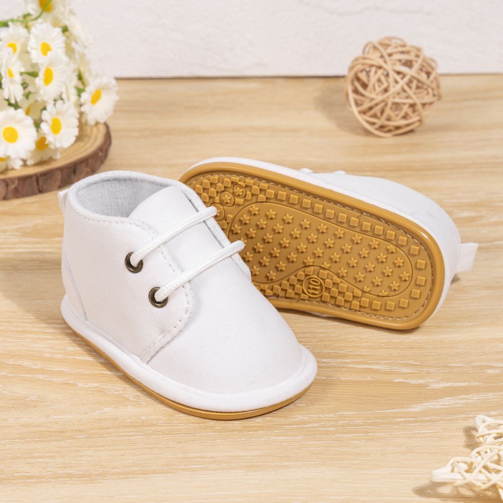 Baby Walking Shoes New Autumn Winter Style 6-12 Months Boys Girls Rubber Sole Non-Slip Boots Lace-Up Flat Shoes Comfortable