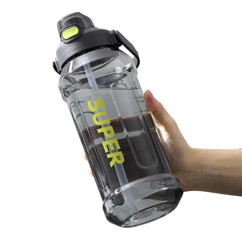 Großvolumige Sportflasche 2L Trendige Isolierflasche mit Strohhalm und Graduierung Tragbar Minimalistische Auslaufsichere Stoßfeste Wasserflasche - 6