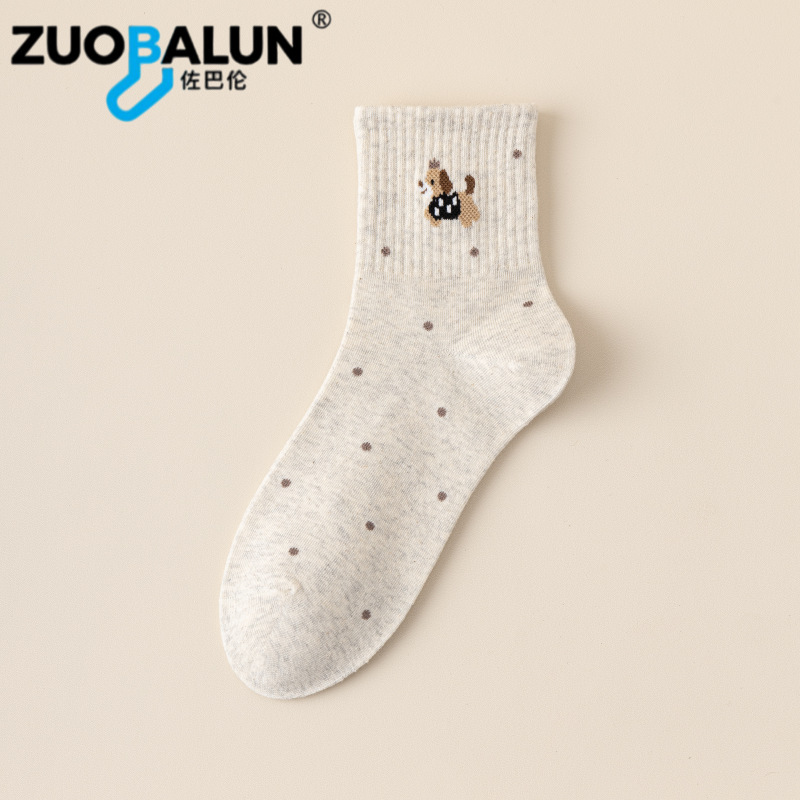 Xinjiang-Baumwollsocken für Damen, Frühlings- und Herbst-Mittellange Socken, reine Baumwolle, antibakteriell, geruchshemmend, atmungsaktiv, Sportsocken, trendige Cartoon-Baumwollsocken im Großhandel - 10