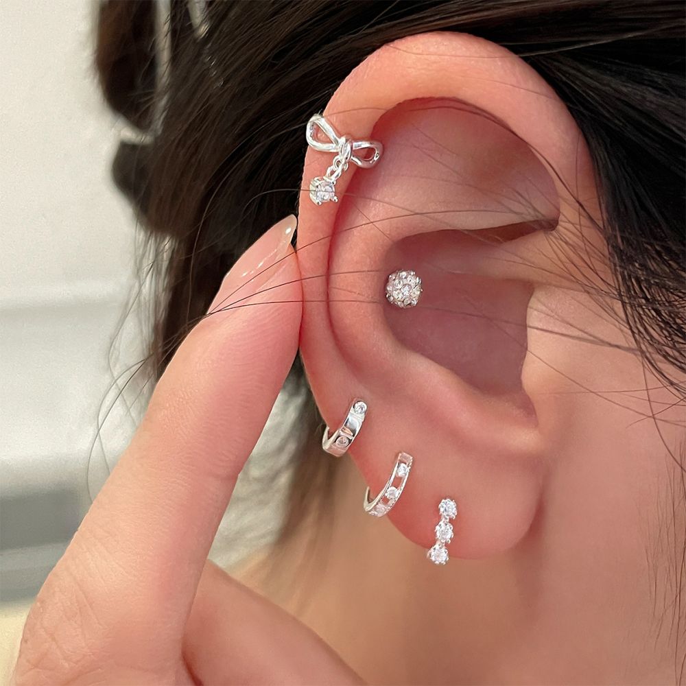 999er-Silber-Zirkonstein-Ohrstecker mit Schmetterlingsdesign - 1