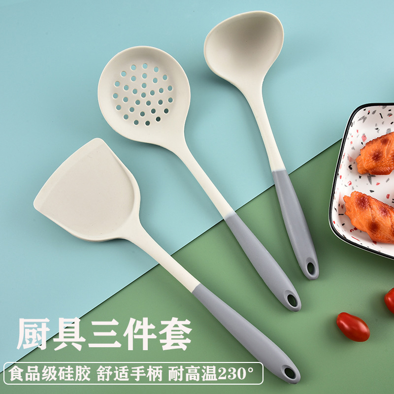 Silikon spatula, ev pişirme spatulası, mutfak yapışmaz spatula, yüksek sıcaklığa dayanıklı çorba kaşığı, kevgir, mutfak eşyaları seti