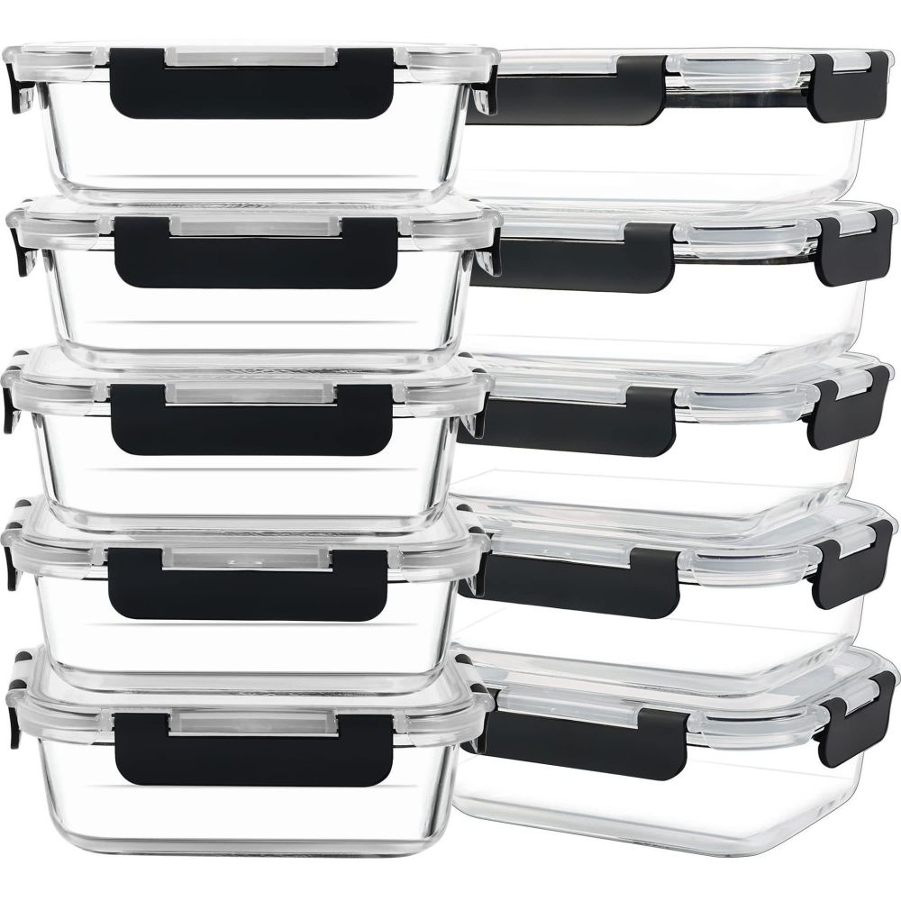 Cross-border heat-resistant transparent food storage container, food-grade lunch box, rectangular high borosilicate glass lunch box, Amazon. - 3