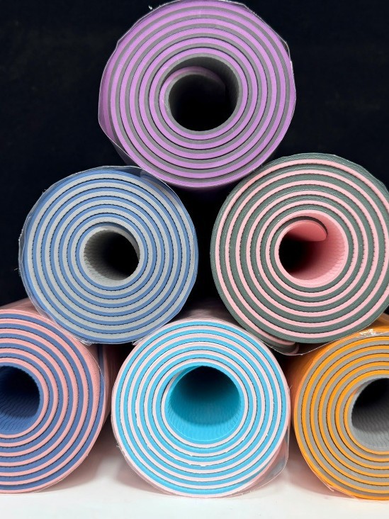 TPE mikro kusurlu çift renkli yoga matı, kalınlaştırılmış büyük boy, kaymaz, spor fitness dans, ses yalıtımlı, darbe emici, ev tipi yoga